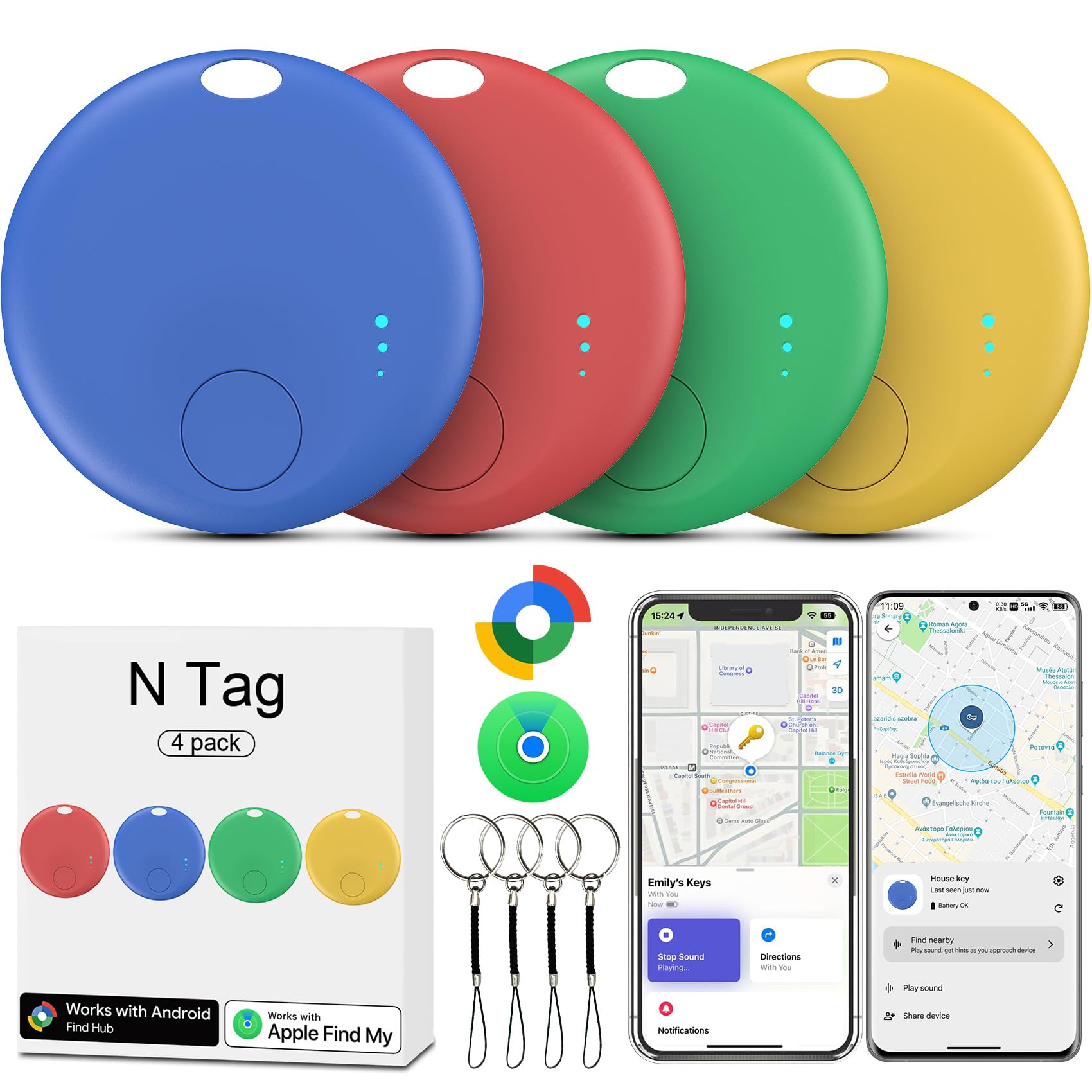 Air Tracker Android e Apple, Smart Air Tracker, Bluetooth Localizzatore Trova oggetti Compatibile con Apple e Google Funzioni Trova Dov'è, Localizzatore Chiavi per Borse, Bagagli, Zaini
