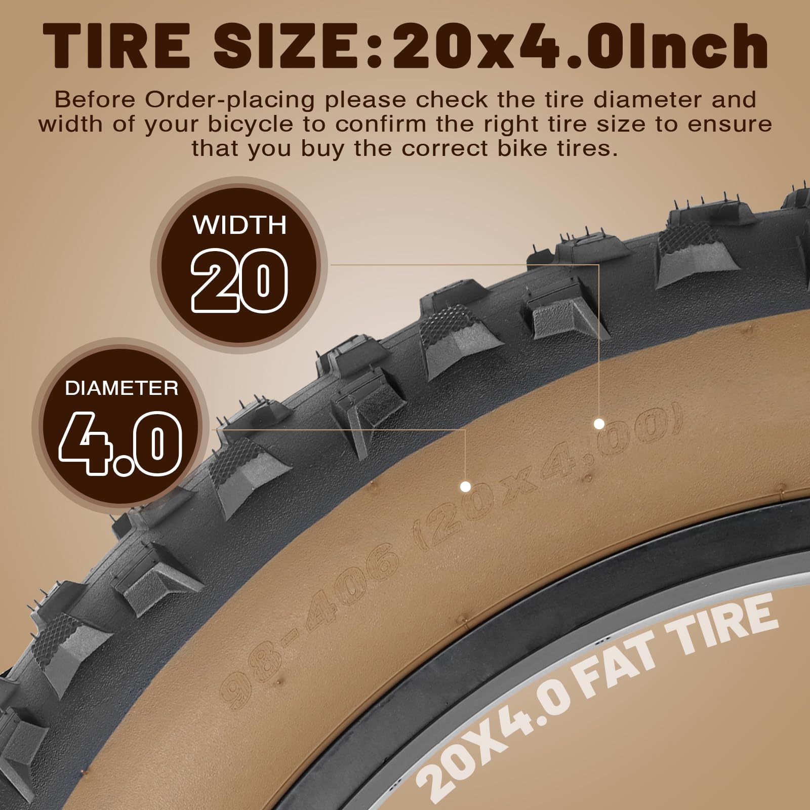 MEGHNA 20 x 4,0 pneumatici Fatbike 98 – 406 – Guaina per bicicletta, pneumatici profilati di alta qualità per bici elettrica/grasso da 4 pollici Tires