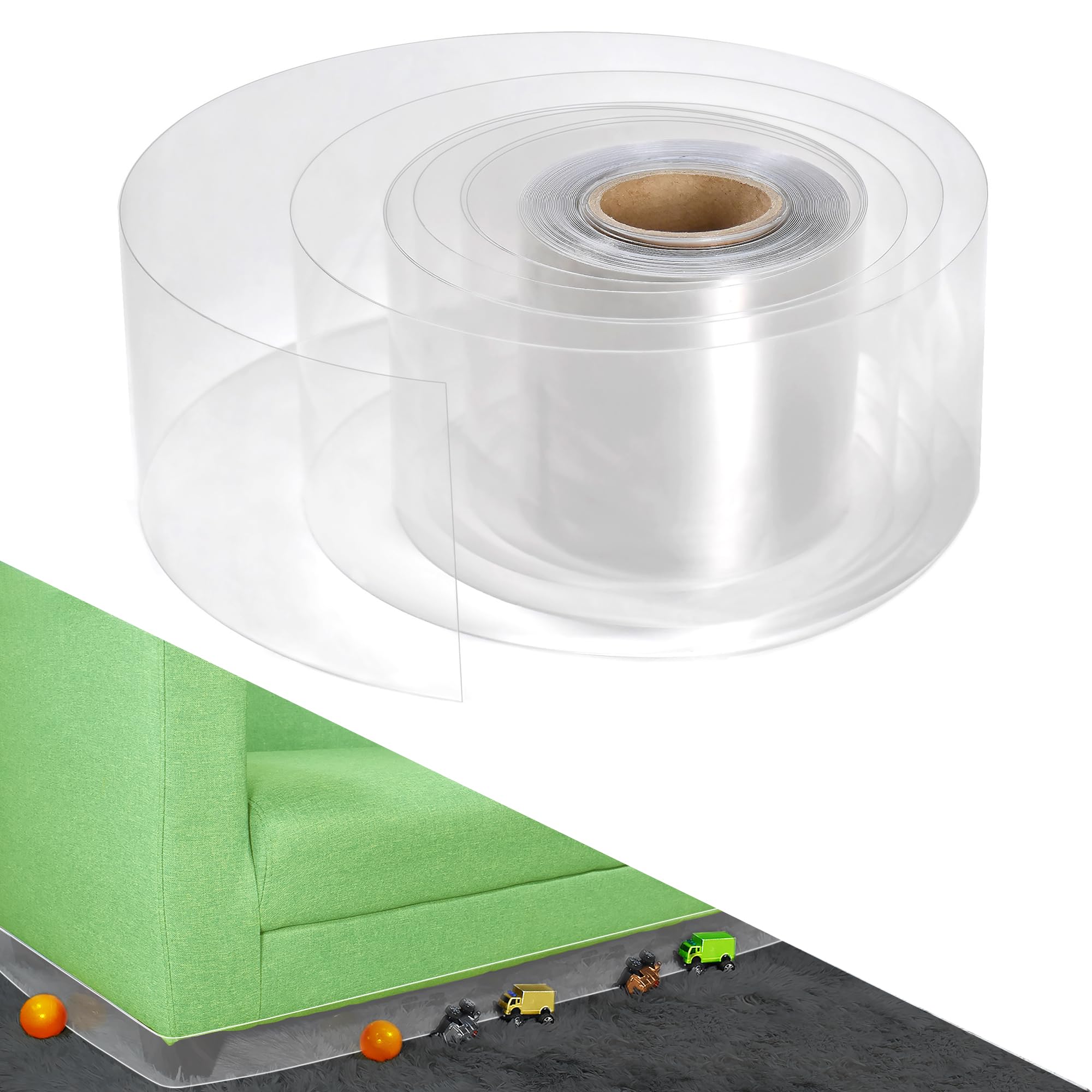 Sopicoz 32.8 Feet Clear Under Couch Blocker, 3 inch high PVC for Furniture Bed Sofa Sectional Cabinet Blocker Gap Bumper Stop Toys Going Under Sofa