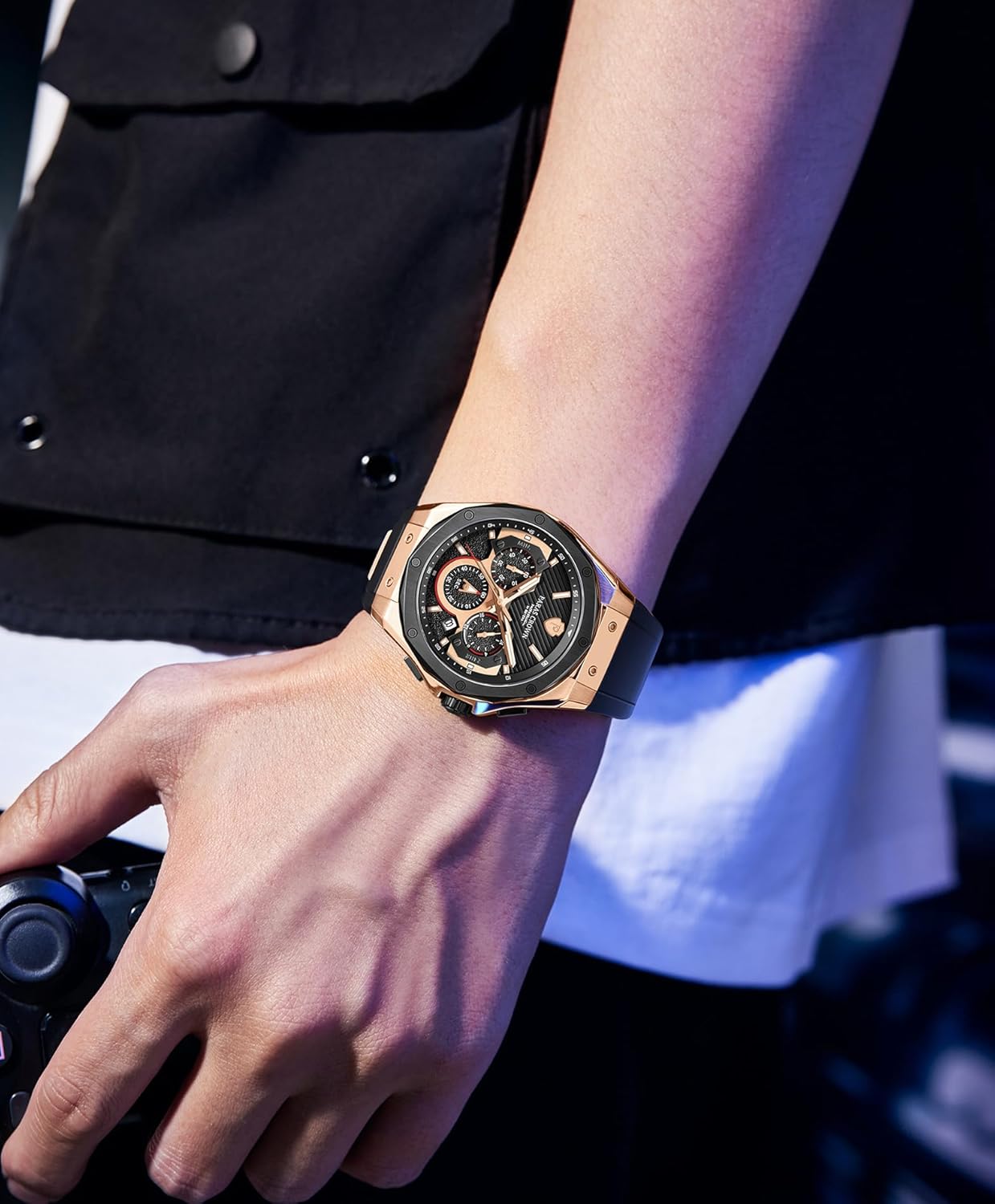 Paras Crown Watches for Men Luxury Japanese Quartz Movement Chronograph Analog Watch Stainless Steel Case 5ATM Waterproof Mens Watches - Image 2