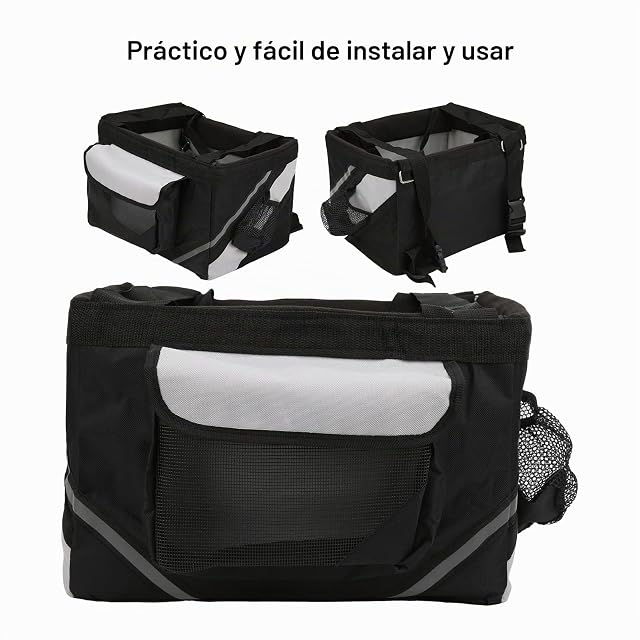 Foto 4 de 8 de FOLOSAFENAR Transportín para Mascotas ,Resistente Al Desgaste ,Fácil de Desmontar ,Cesta de Bicicleta para s…