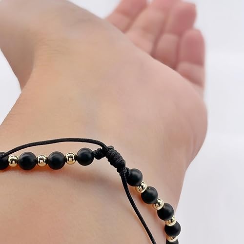 Miniatura 7 de St Benedict Coin and Natural Round Black Onix Beads Adjustable Bracelet for Women (Black Onix)