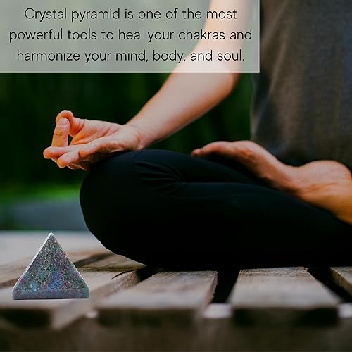 Miniatura 410 de Amazing Gemstone White Agate Snow Quartz Pyramid Crystal Healing Stones - 1" Great Pyramid Figurine of Natural Stone Pyramid for Meditation, Reiki