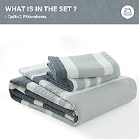 Vista 6 de SahSahCasa Edredón Tamaño King, Juego de Edredón King, Juego de Ropa de Cama Edredón King 100% Algodón Colchas, Edredón Ligero Reversible a Rayas