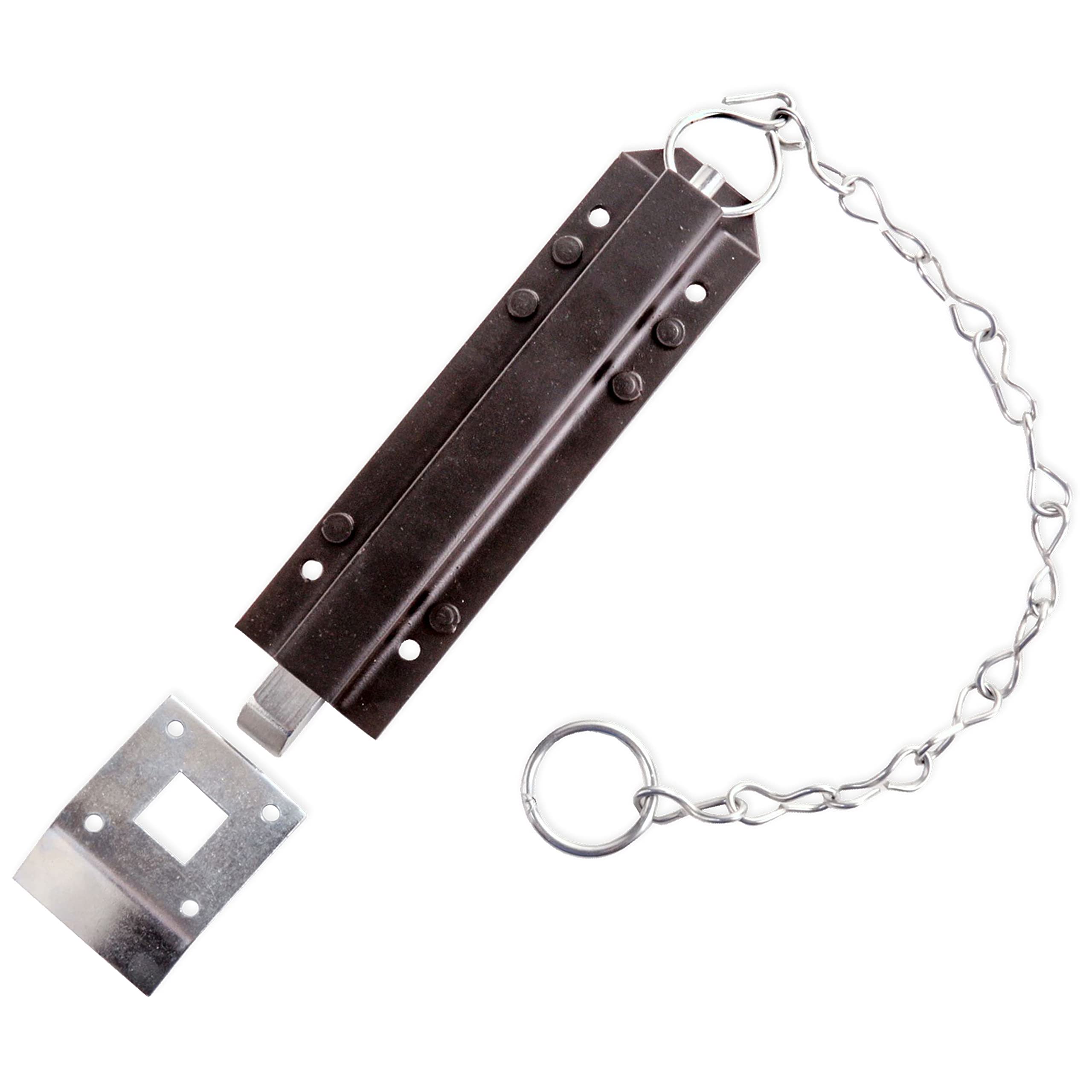 Heavy Duty Spring Loaded Pull Chain Bolt Gate/Garage Door Ground Latch Lock