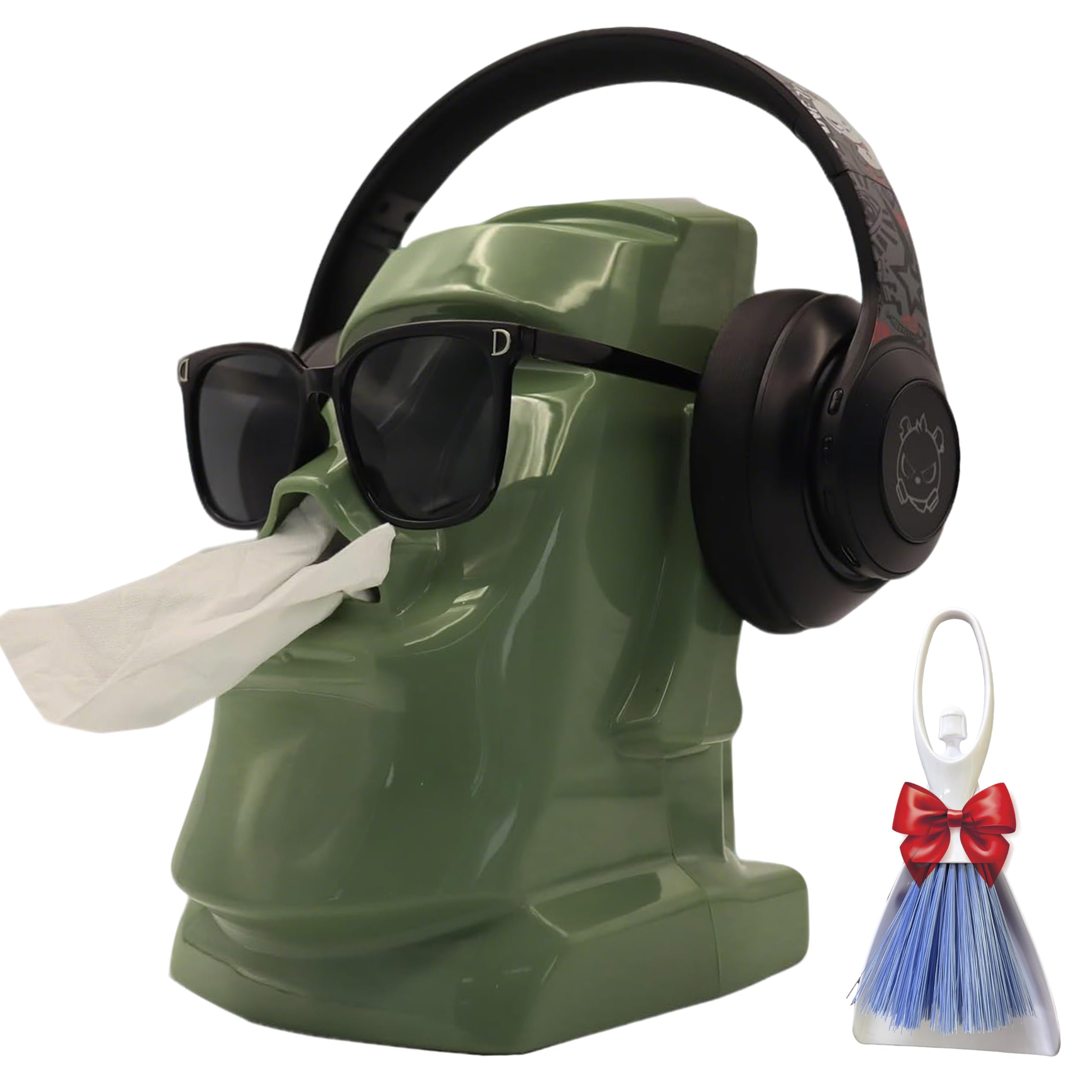 Boîte à Mouchoirs Décorative Île De Pâques - Support 3 En 1 Pour Écouteurs Et Lunettes - Bureau, Salon