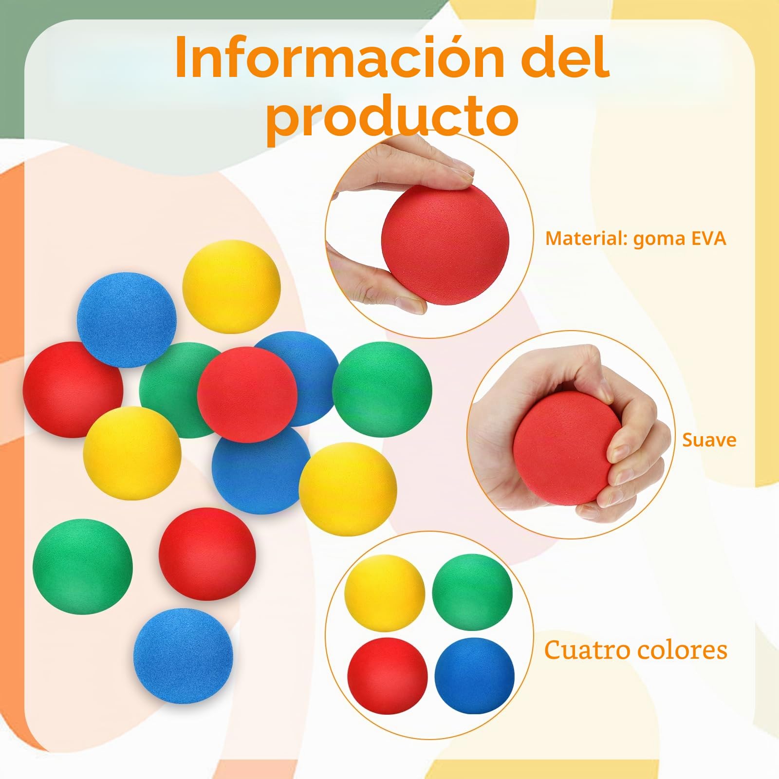 Tapvai 12 pelotas blandas, 6 cm, bola de espuma EVA, juegos interiores para niños