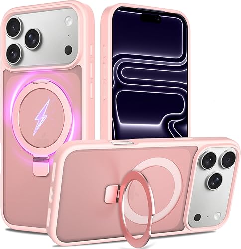 Miniatura 15 de Funda con soporte ultra magnético para iPhone 17 Pro Max [protección militar contra caídas] [compatible con MagSafe] a prueba de golpes, translúcida