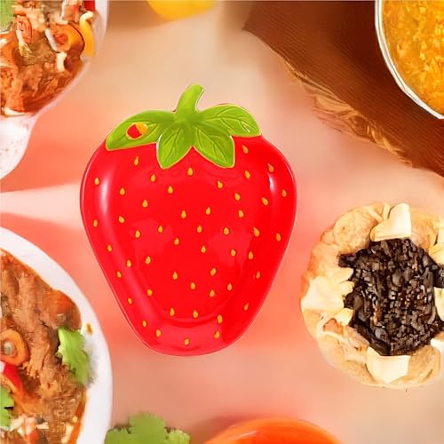 Miniatura 9 de Luxshiny Platos de cerámica de fresa para aperitivos, platos kawaii, cuencos de ensalada, fresa, fruta, recipientes para alimentos, plato decorativo