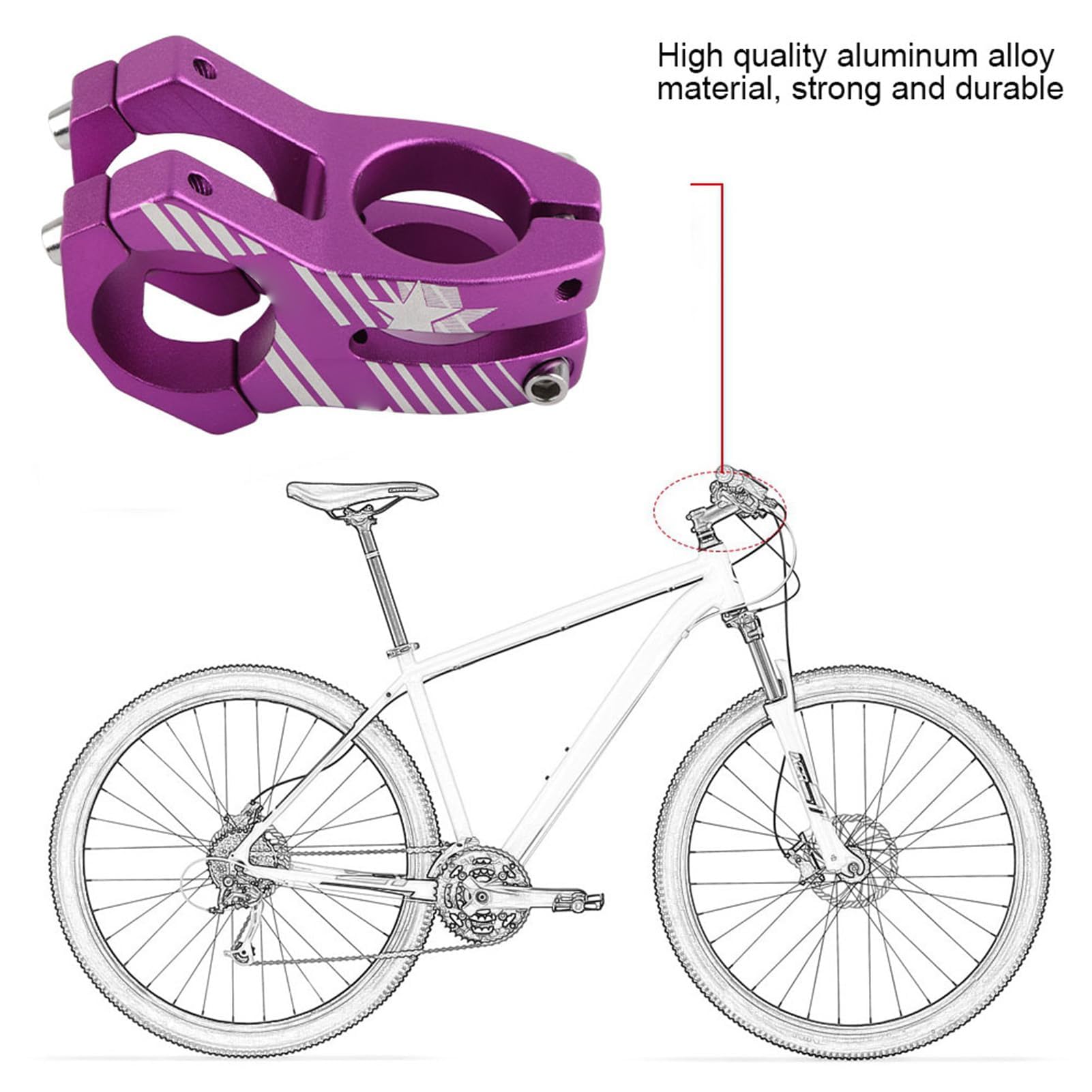 Attacco Manubrio della Bicicletta da Montagna in Lega di Alluminio 31,8mm Stelo Manubrio da Ciclismo All'Aperto