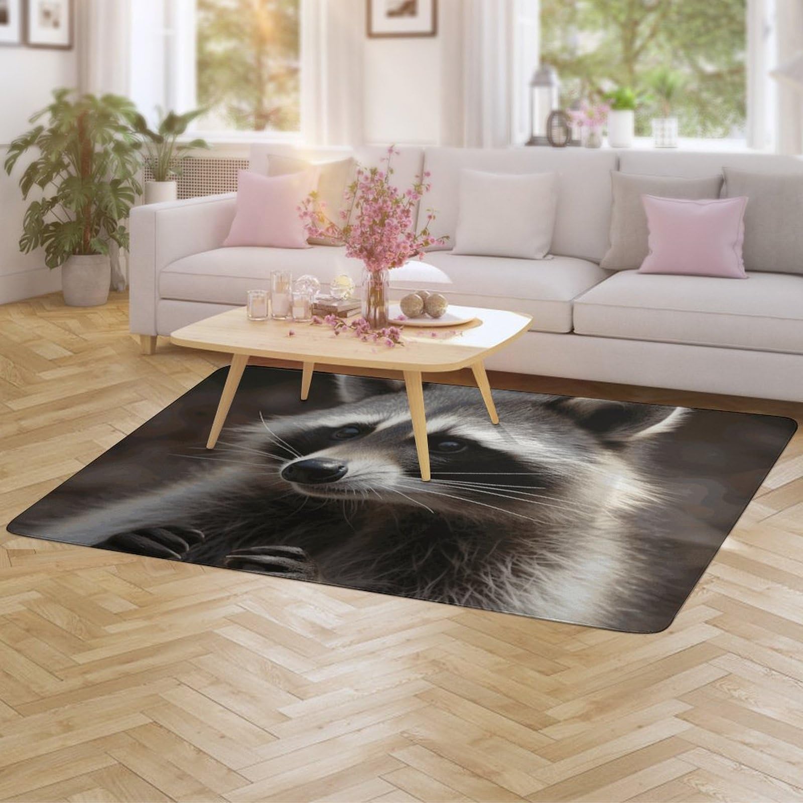 Amazon.com: Area Rug 60 X 40 in Raccoon Carpets for Living Room