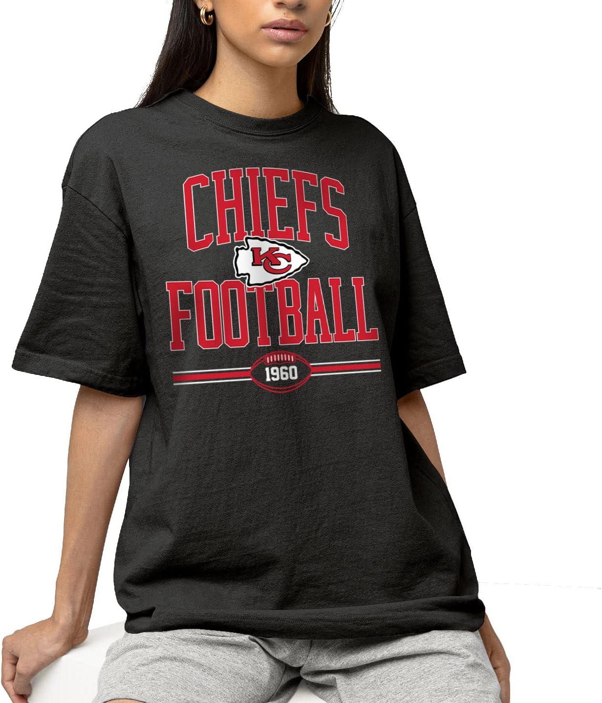 Hybrid Sports NFL - Kansas City Chiefs - Football Arch - Men's & Women's Short Sleeve T-Shirt - Size 2 X-Large, Kansas City Chiefs - Black - Image 2