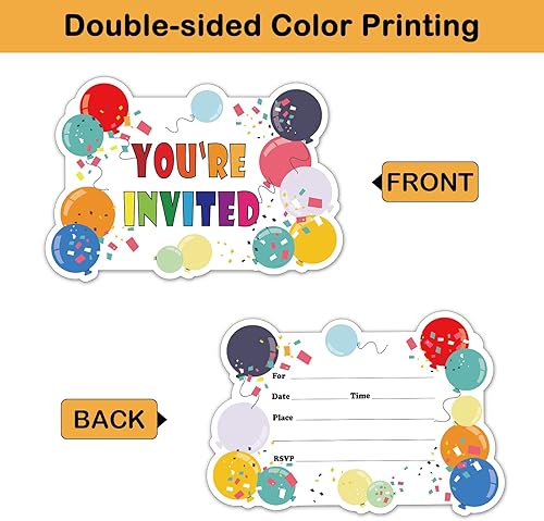 Miniatura 2 de REWIDPARTY Invitaciones de fiesta de globos coloridos con sobres y calcomanías (juego de 15) invitaciones de relleno de globos, suministros de