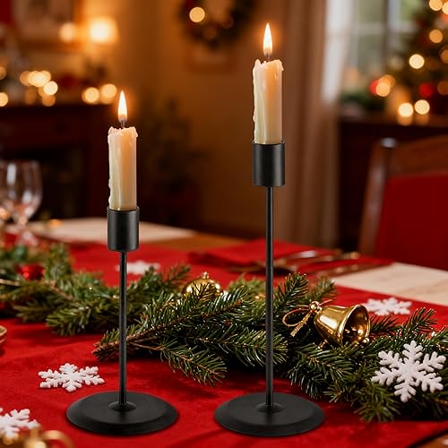 Miniatura 8 de Portavelas negro, portavelas para velas cónicas, juego de 6 portavelas de metal mate para velas de 34 pulgadas de grosor para decoración del hogar