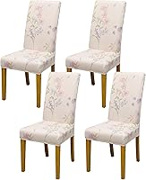 Vista 67 de Fundas para sillas de comedor, juego de 2 fundas para sillas de comedor o cocina, lavables, protectoras, para sillas Parsons, para el hogar, Beige