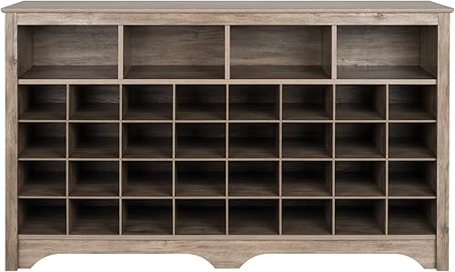 Miniatura 18 de Prepac Mesa consola blanca, armario de zapatos, armario de almacenamiento con 32 cubos de zapatos y 4 cubos de almacenamiento grandes de 15.5