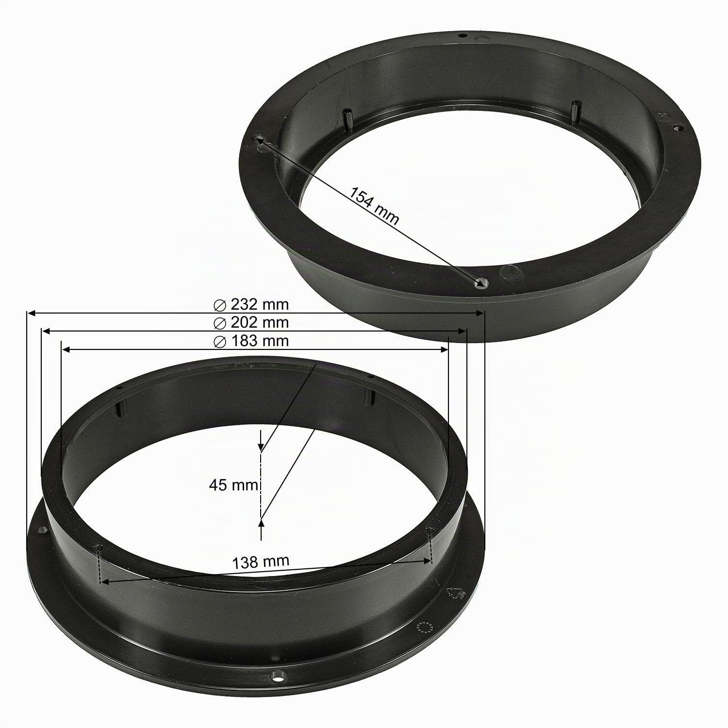 tomzz Audio 2803-017 Anillos de Altavoces Soportes adaptadores compatibles con la Puerta Delantera del Audi A4 A5 para Altavoces DIN de 200 mm