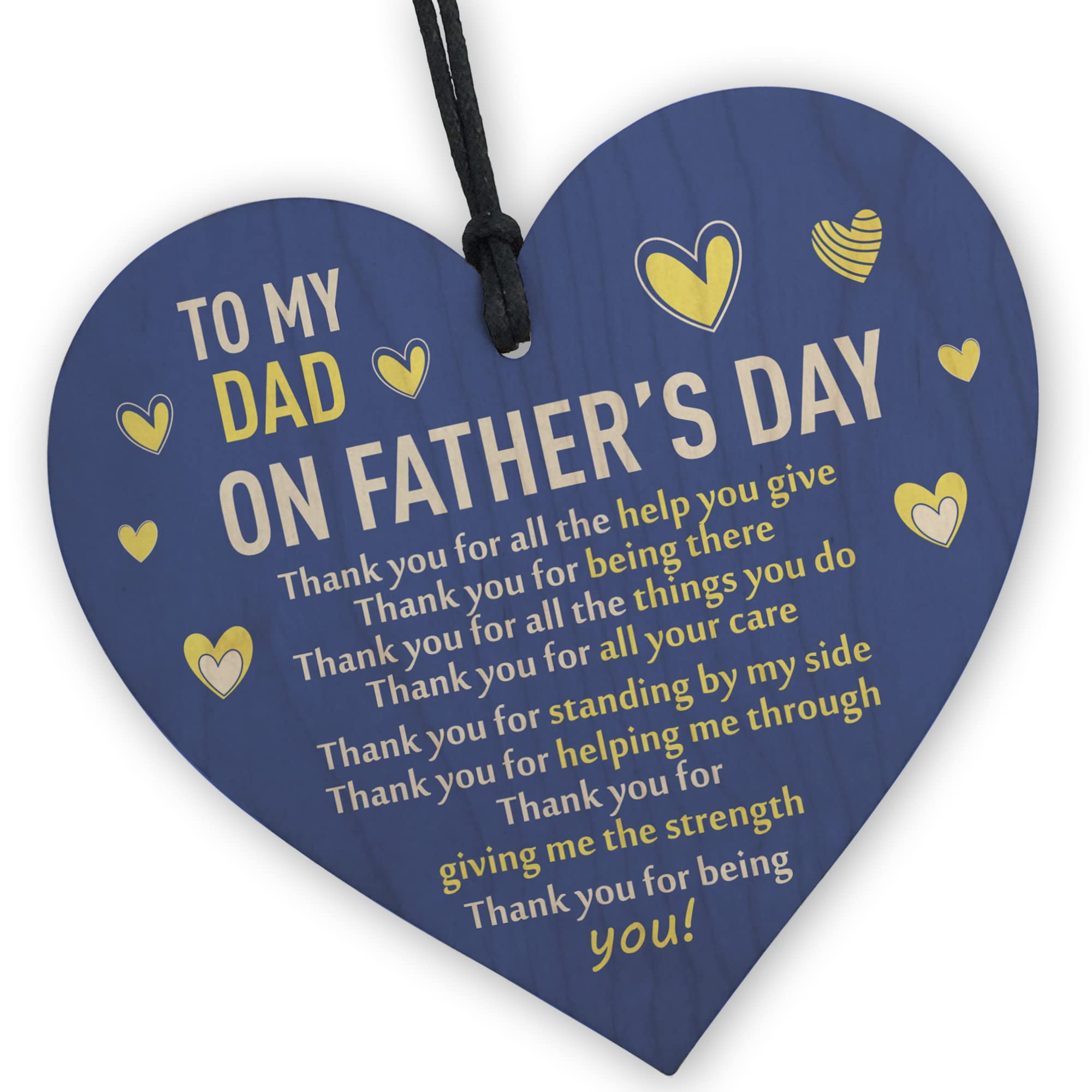 Red Ocean Fathers Day Thank You Gift For Dad - Wooden Heart Gift For Dad - Dad Fathers Day - Dad Gift From Daughter Son - Father's Day Gifts