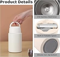 Vista 5 de Termo para alimentos fríos y calientes, tarro de alimentos aislado de 25 onzas con cuchara con mango, contenedor térmico para almuerzo, lonchera