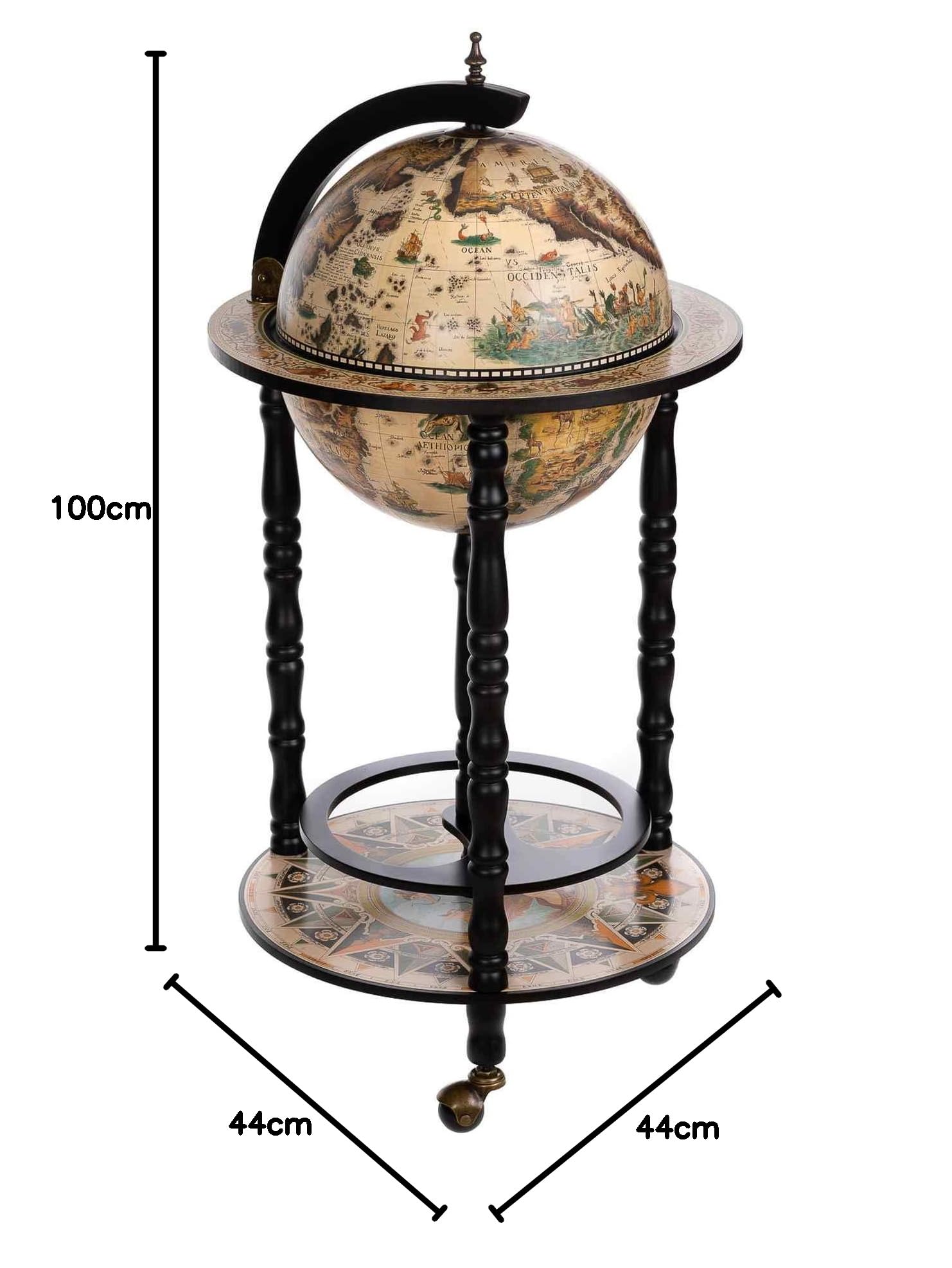 Hausbar 33001WB Bar Globe décoratif Noir et Blanc 100 cm