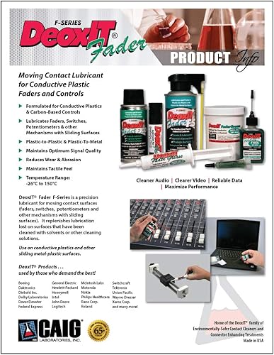 Miniatura 2 de DeoxIT Fader F100S-L2 Spray Contact CleanerLubeProtector for Conductive Plastics  Carbon Controls Metered One-Shot Valve 57g Pack of 1