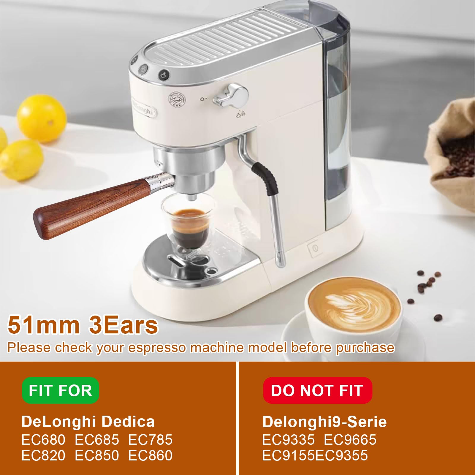 Bodenloser Siebträger 51mm Für DeLonghi Dedica - Edelstahl