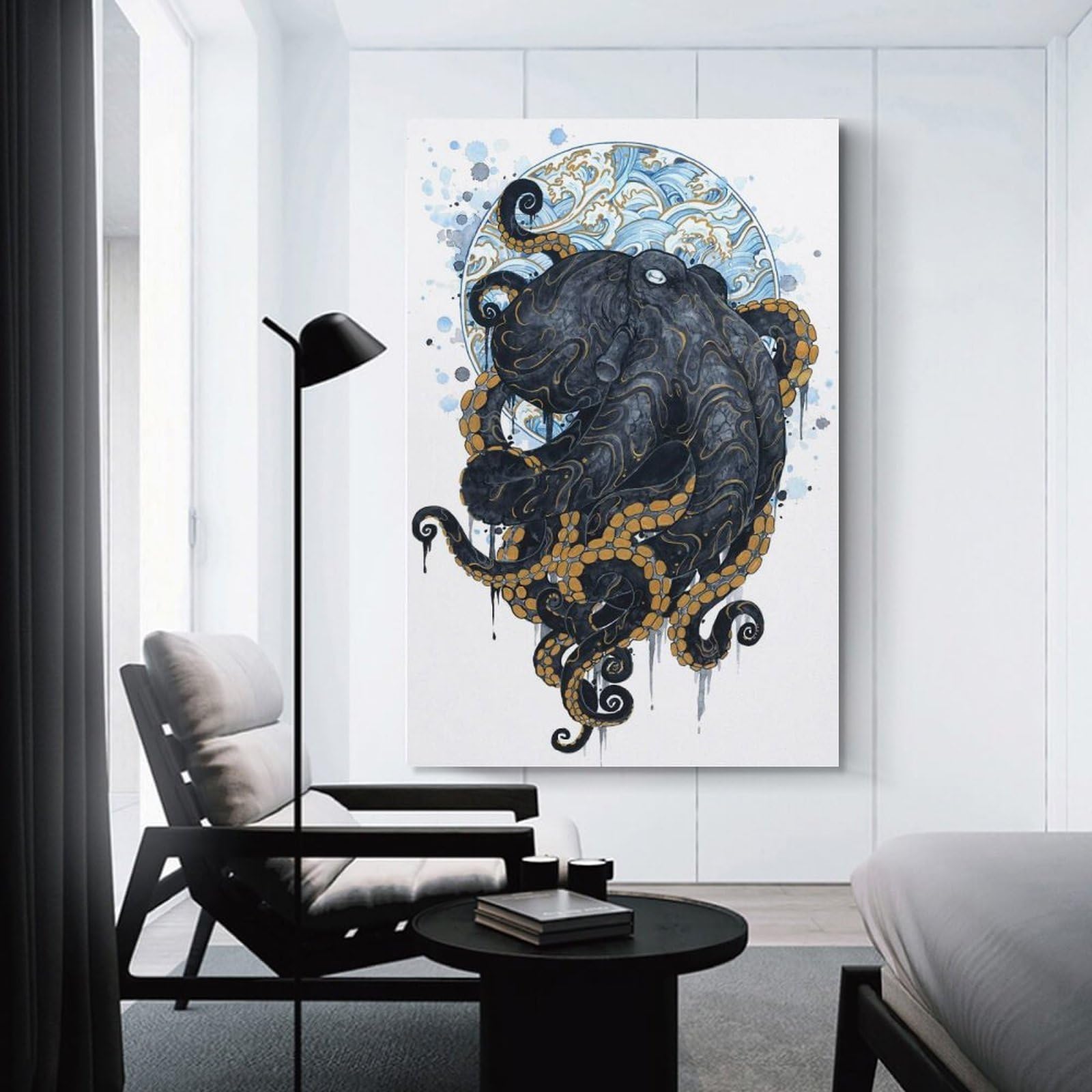 Junmoney Decorative Wall Artwork Water Octopus, 12x18inch(30x45cm), for Lounge, Bedroom Or Personal Spaces, Gift Idea for Housewarming And Birthdays