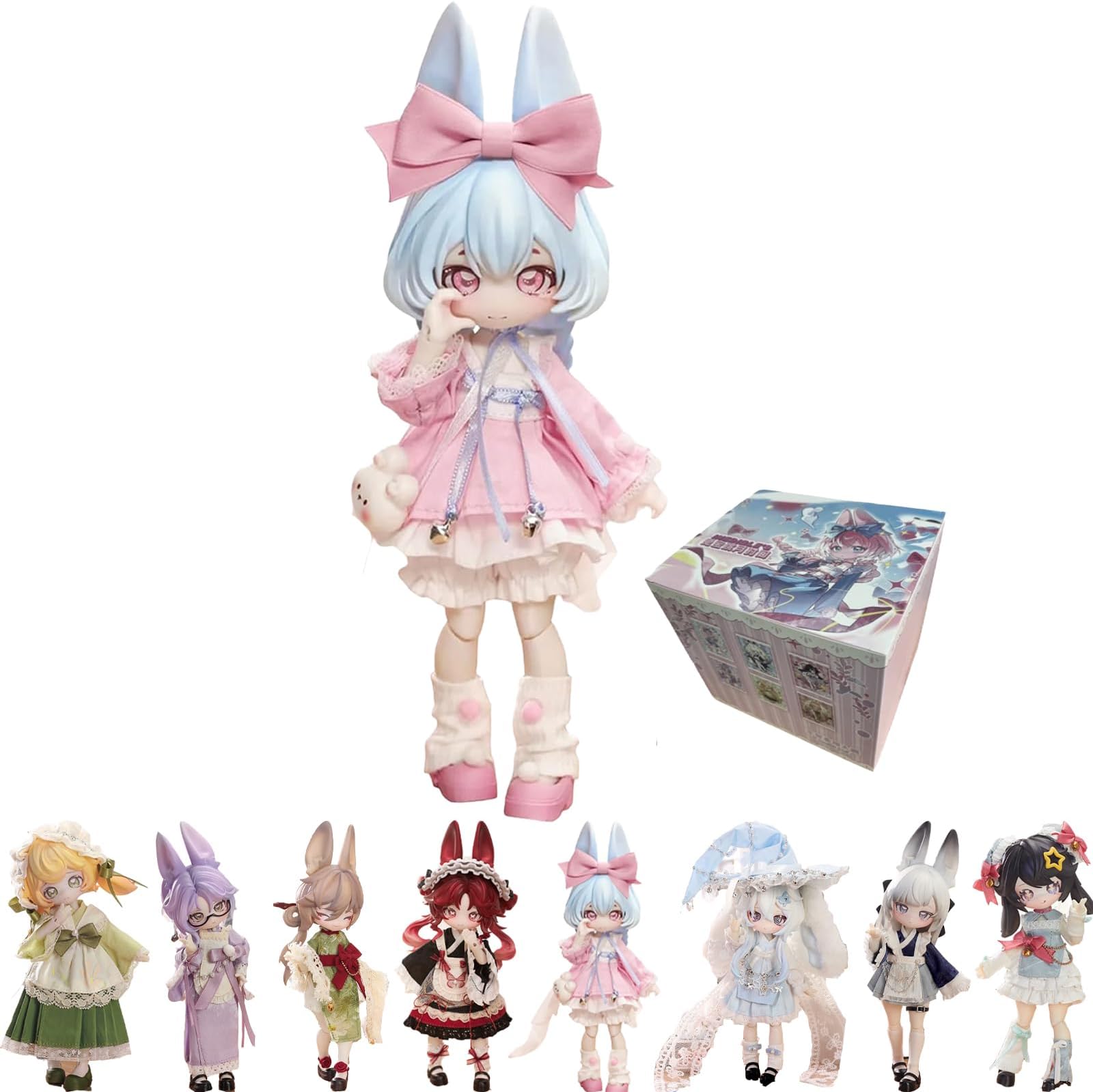 1/12 BJD Dolls Blind Box,Kawaii BJD Dolls Indible Doll Series Ball Jointed Cute Girls BJD Blind Box Collectable Action Figure Posable Dress Up Doll for Girls Gift Toys