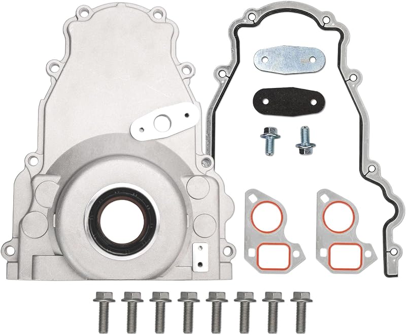 Capa frontal da distribuição Armker em alumínio para motores LS2 LS3 Gen IV – Kit com juntas e 8 parafusos