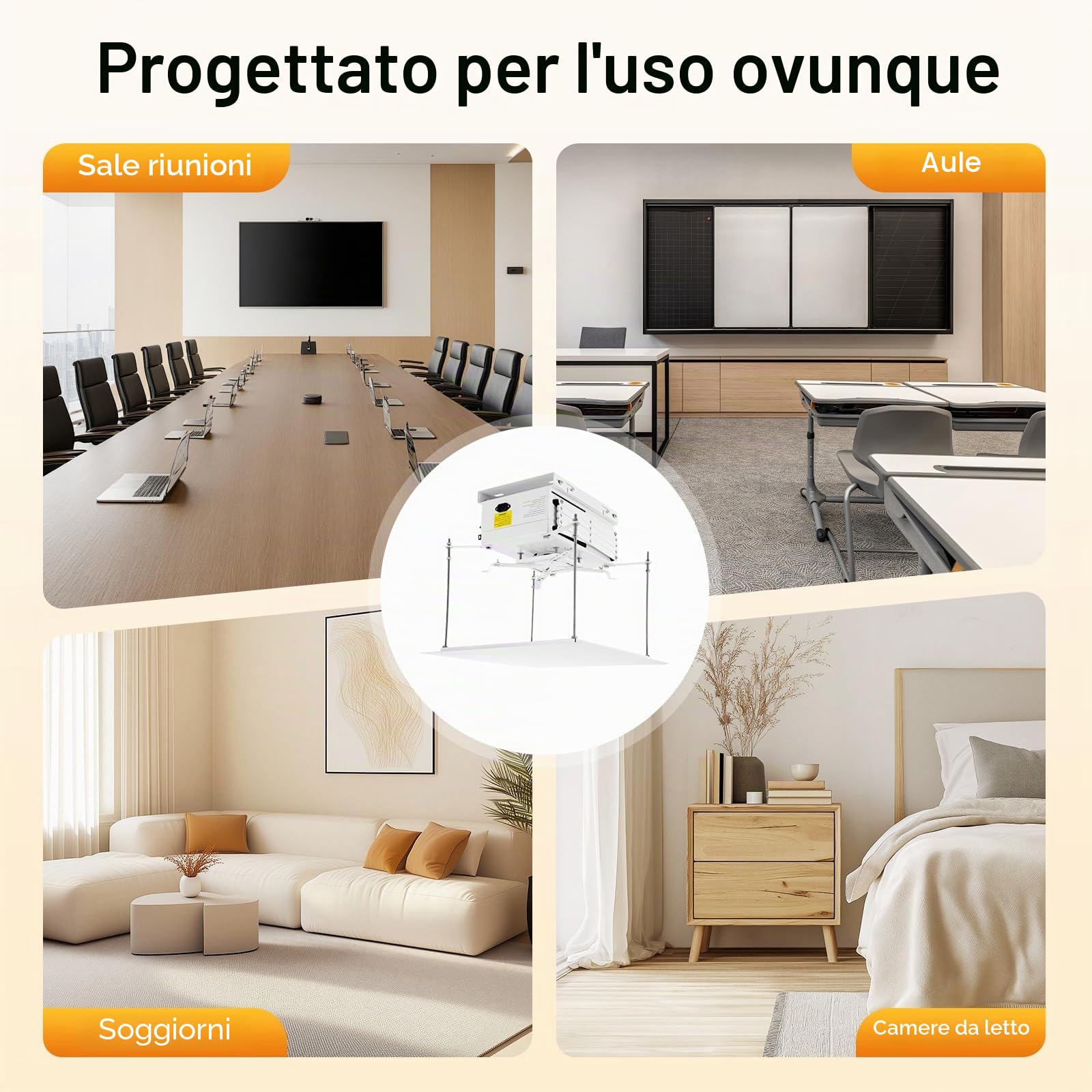 Supporto per Proiettore Motorizzato a Soffitto con Telecomando a Infrarossi - Sollevatore Elettrico a Forbice per Scuola