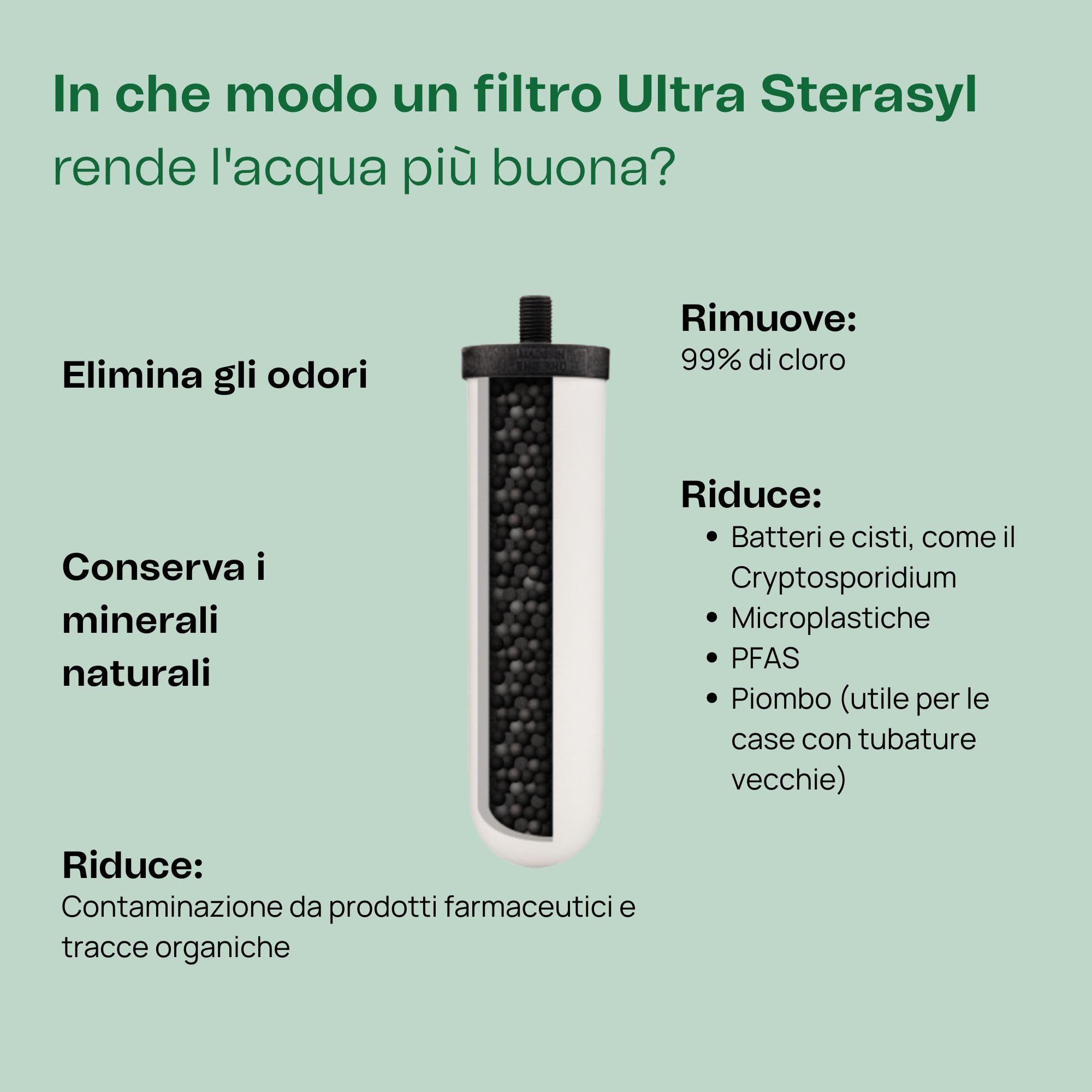 British Berkefeld Sistema Di Filtrazione Dell'Acqua A Gravità In Acciaio Inossidabile Da 1 Litro |Incl 1 Cartuccia Ultra Sterasyl |Acqua Pulita E Dal Gusto Ottimo |Non Richiede Installazione Idraulica