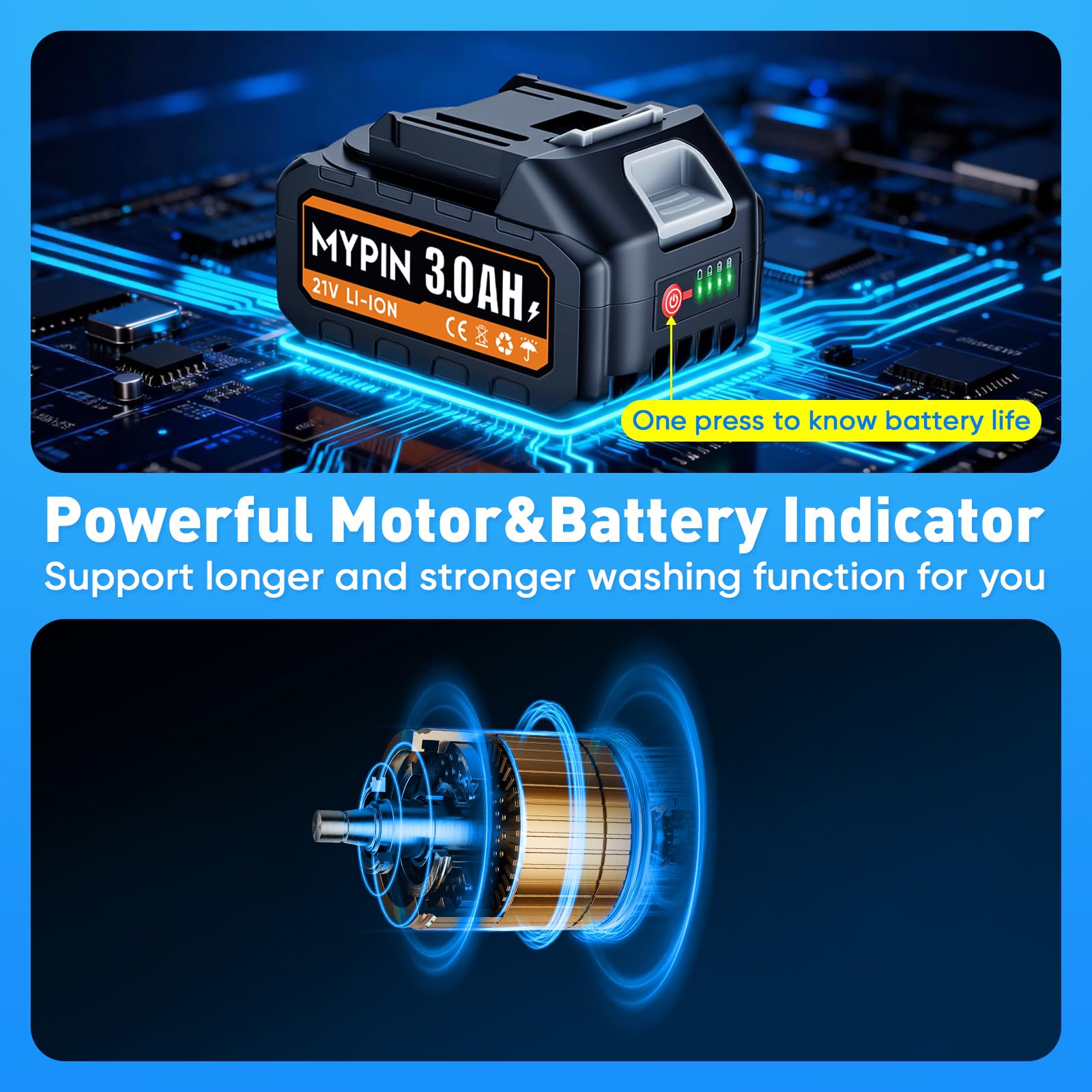 Lavadora a presión inalámbrica portátil, 600 PSI, 21 V, dos baterías recargables, con pantalla de nivel de batería, boquilla 6 en 1 con boquillas de chorro para limpieza de cercas de piso de coche