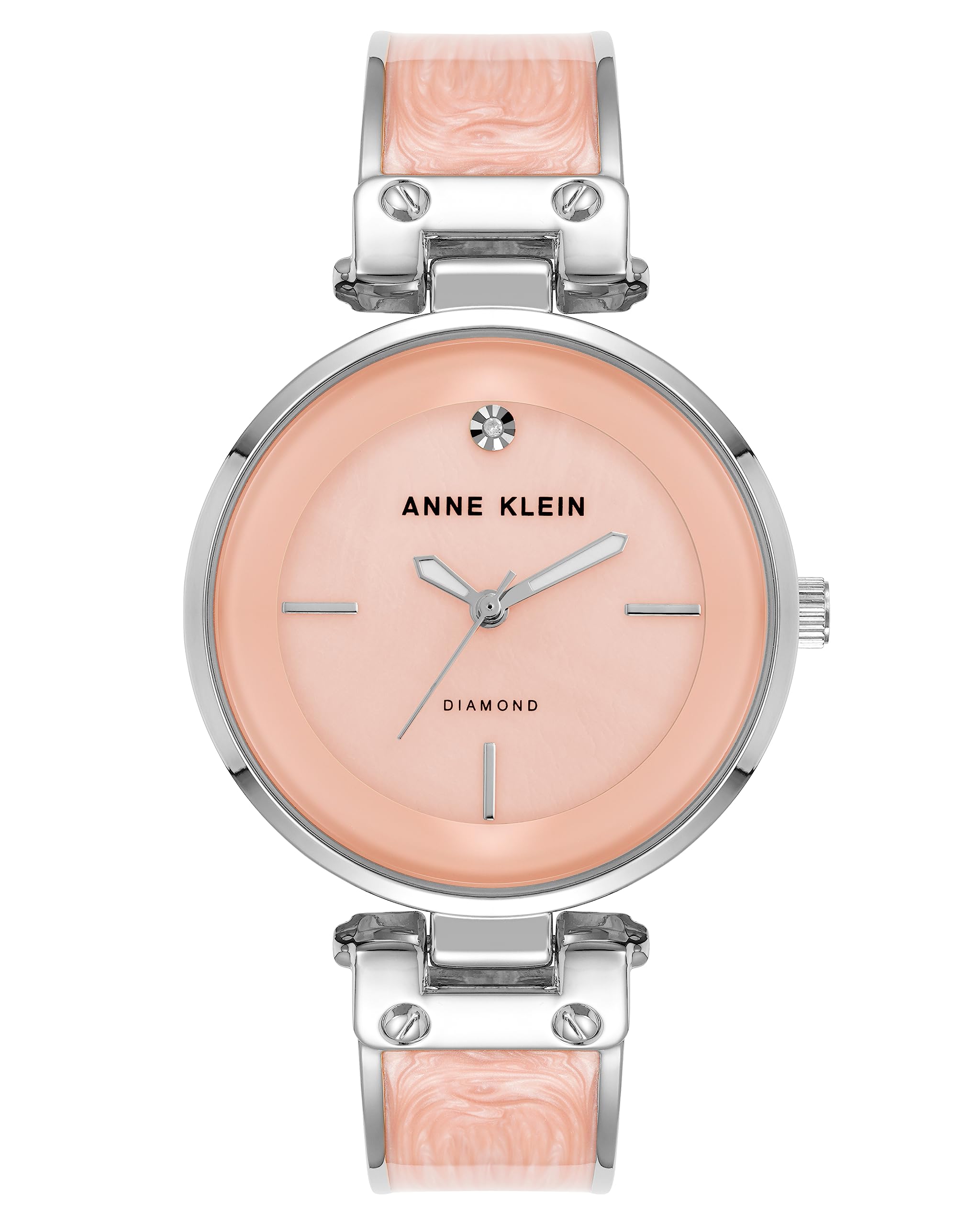 Anne Klein Blush Pink and Silver Watch Ceramic Bracelet Floral Dial Watch | Anne Klein main image 2
