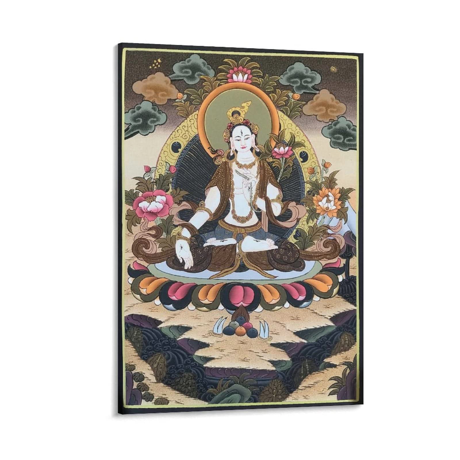 Poster su tela con scritta in inglese Tara Buddismo Religione Meditazione Buddha Bodhisattva - Stampa artistica da parete moderna per la casa, 40 x 60 cm