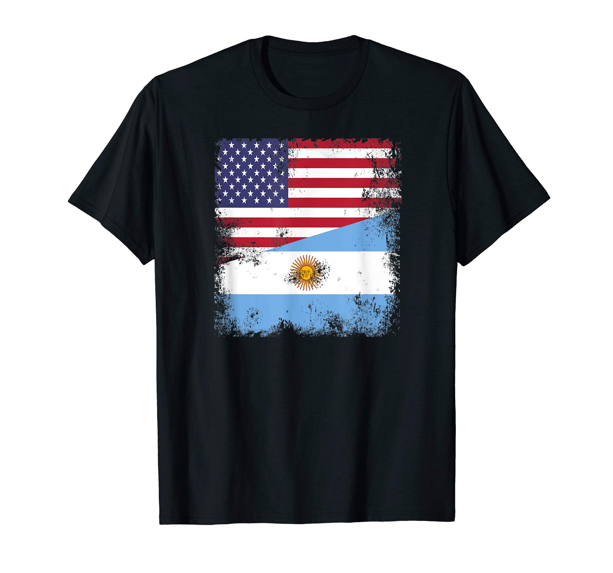 Argentina National Pride Country Roots OutfitHalf Argentinian Flag | Vintage Argentina USA Gift T-Shirt