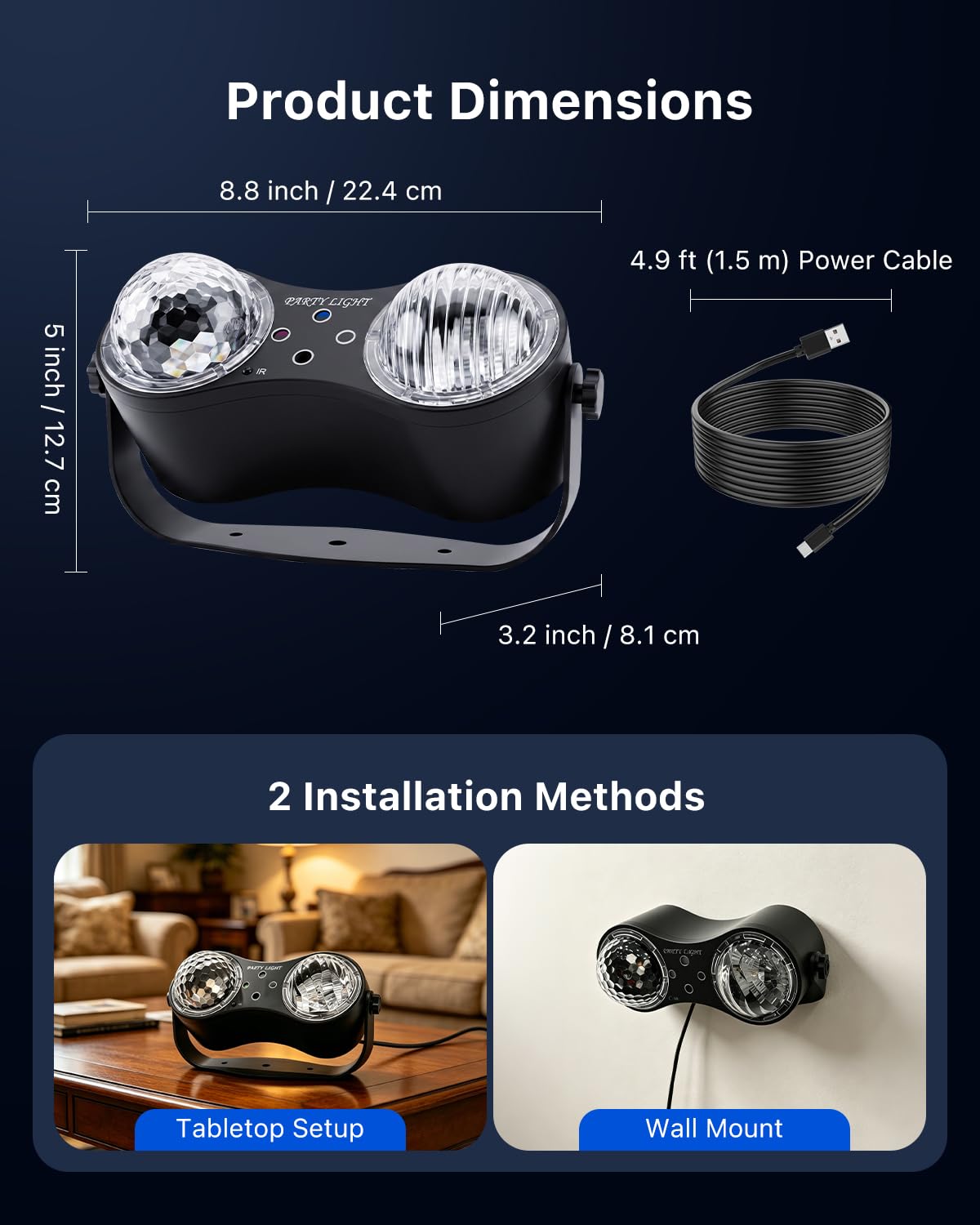 Discokugel Partylicht, 3 in 1 Bühnenlicht mit fließendem Nebel Aurora Effekt und dynamischen roten & grünen Strahlen, Soundaktivierte Stroboskoplicht mit Fernbedienung für Zuhause Karaoke Zimmer