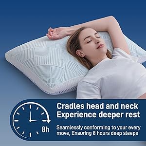 Lyralith Shredded Memory Foam Cooling Soft Bamboo Viscose Pillows King Set of 2, Adjustable Hypoallergenic Hotel Quality Bed Pillows for Side, Stomach or Back Sleeper, Oeko-TEX Certified