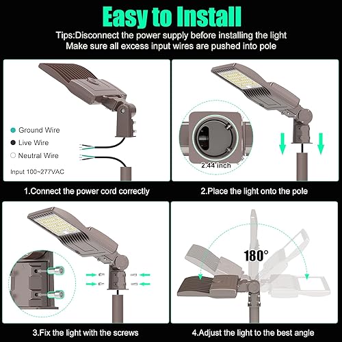 Miniatura 8 de BBESTLED Luz LED de estacionamiento de 480 V con fotocélula de 320 W - UL DLC listado 44800 lm IP65 5000 K montaje deslizante comercial al aire