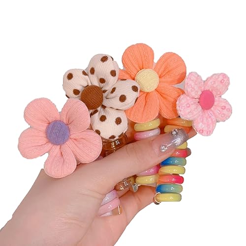 Bandas de pelo de alambre de teléfono coloridas para niños, bandas de pelo trenzadas con lazo para teléfono, cable de teléfono, lazos rectos en
