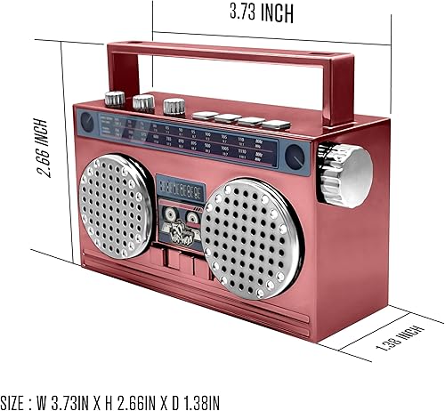 Miniatura 6 de Mini altavoz inalámbrico Bluetooth portátil Boombox portátil retro, collar de 27 pulgadas, radio FM, botones a bordo, doble 6W Peek Power Micro