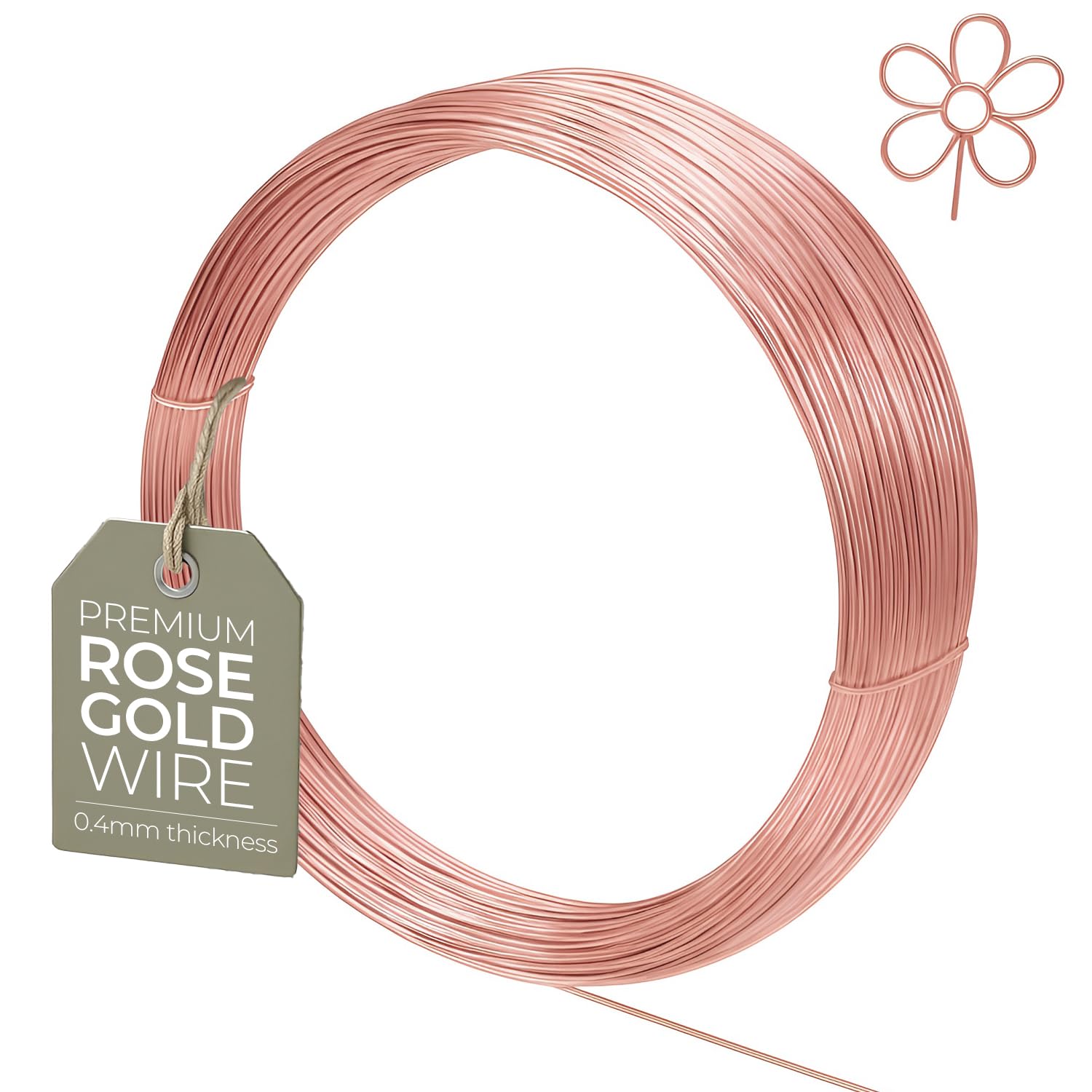 The Bead Shop Basteldraht Roségoldfarben 0,4 mm - Schmuckdraht Roségold, dünner Draht zum Basteln & Wickeln - Kupferdraht für Schmuckherstellung, Wire Wrapping & Häkeln - Draht Roségold, 20 m