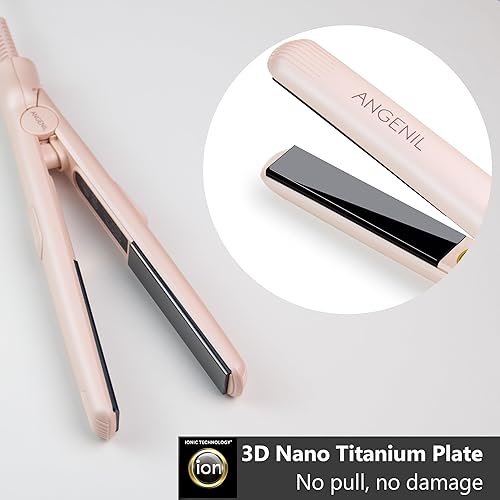 Miniatura 9 de ANGENIL Ultra Mini plancha plana para cabello corto, plancha de pelo de cerámica de doble voltaje de 0.7 pulgadas, pequeños bordes planos con
