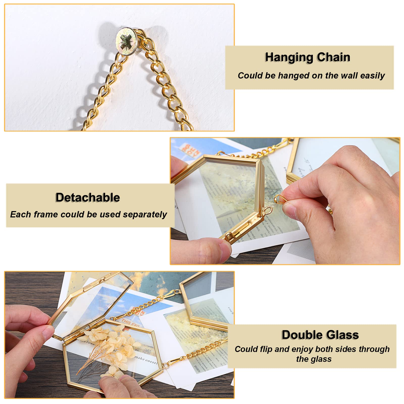 Amazon.co.jp: JUXYES 六角形コラージュ写真フレームセット ミニ真鍮