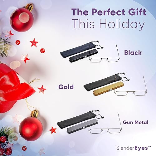 Miniatura 9 de Lentes de lectura compactos con marco y lentes de calidad óptica ultra alta, incluye funda que actúa como soporte para teléfono