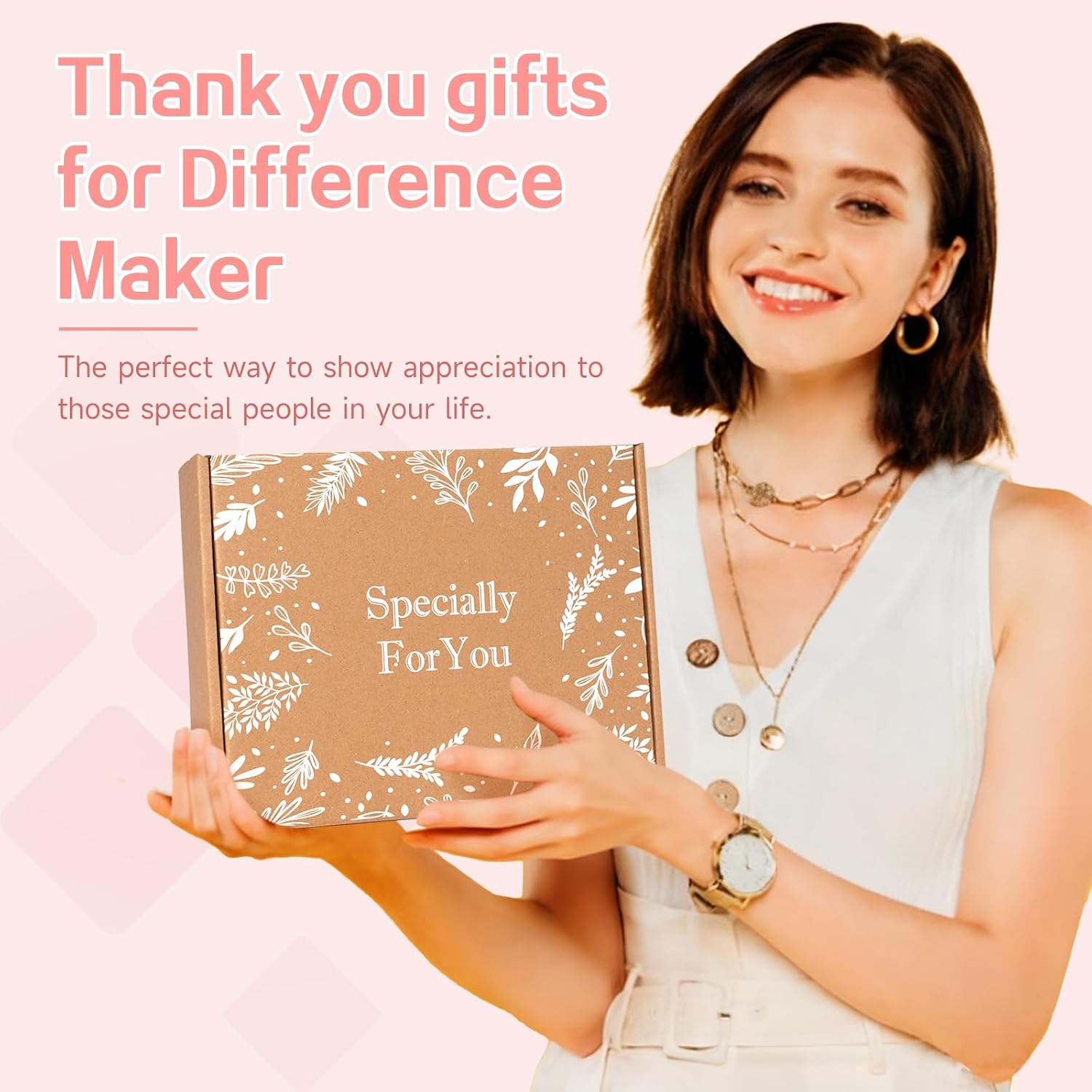 Employee Appreciation Gifts Bulk for Women, Thank You Gift Box for Women with Relaxation Spa Set, Gift for Coworkers Teacher Boss Team Mentor Leader Social Worker, Pink