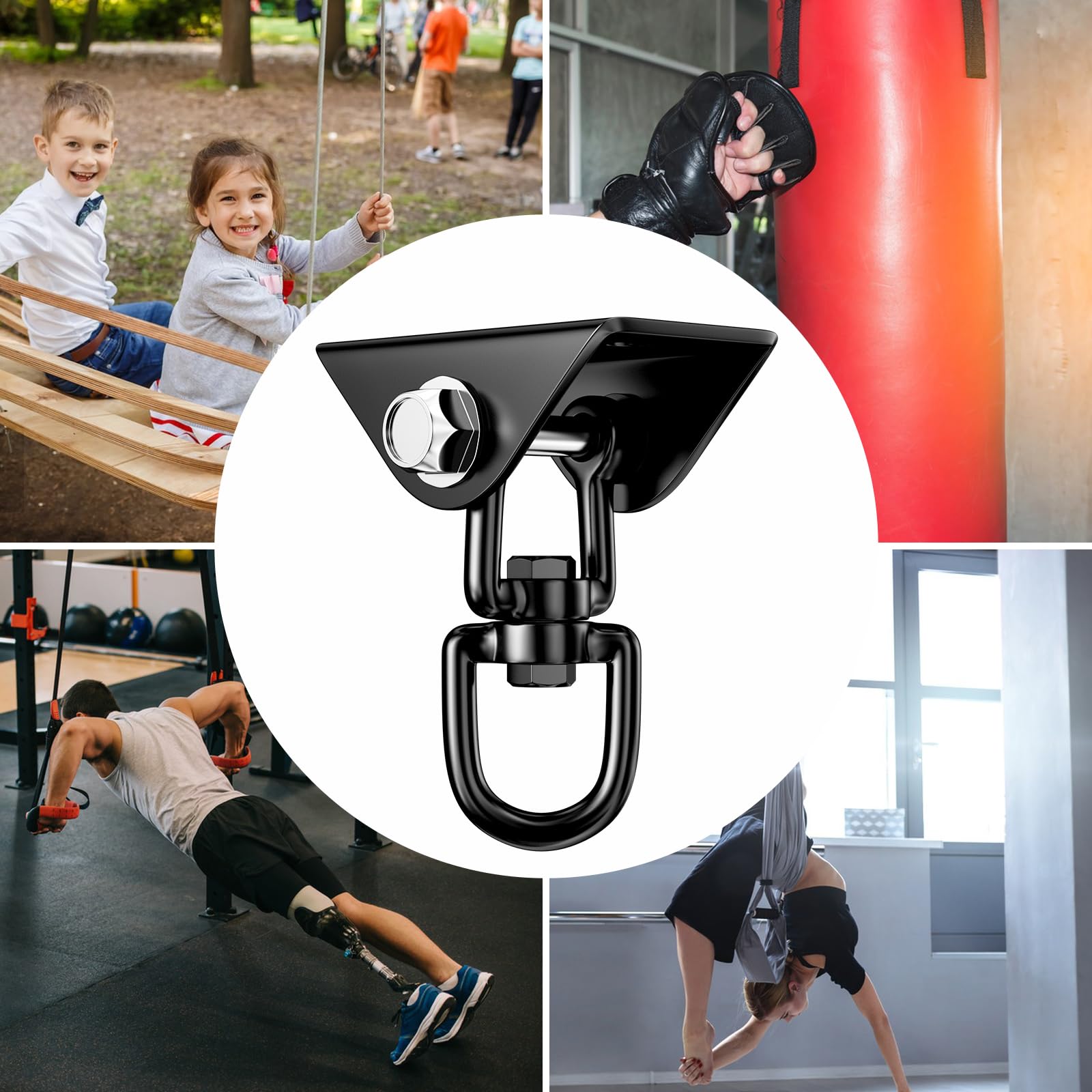 Newaner Gancio soffitto in Acciaio Inossidabile 450 kg capacità Portante 360° Rotazione, Ganci Altalena Cuscinetto con Fissaggio a Vite per Sedia Sospesa, Altalena, Yoga, Sacco da Boxe, Amaca