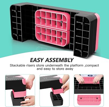 Aerobic Step Platform Trainer, Adjustable Exercise Stepper