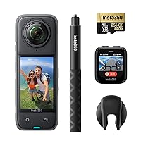 Insta360 X4 Pack GPS – Action Cam 360° 8K Impermeabile, Video Grandangolari in 4K, Selfie Stick Invisibile. Protezioni Lenti Rimovibili, Autonomia Batteria 135 min, Editing IA, Stabilizzazione
