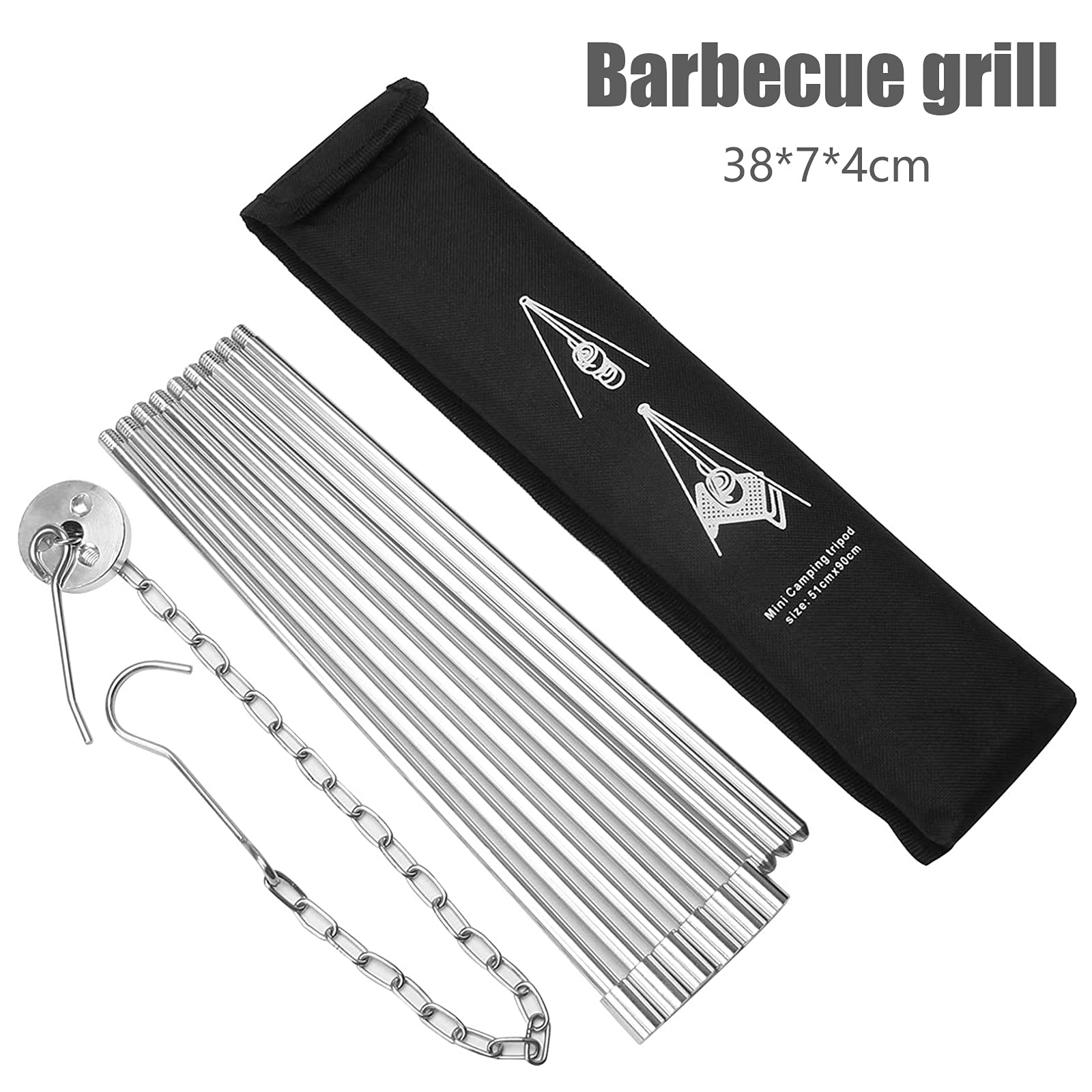 Soporte para barbacoa con trípode para camping, trípode con cadena y gancho, horno holandés