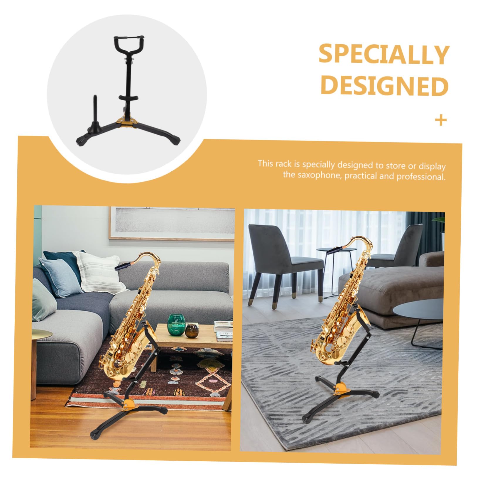 TOYANDONA Schwarzer Saxophonständer Faltbar für Alt und Tenorsaxophon | Eisen, Abs und Schwamm, für Musikunterricht und Zuhause, Professionell Geformt